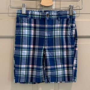 Boy's Blue Plaid Adjustable Waist Shorts Size 6